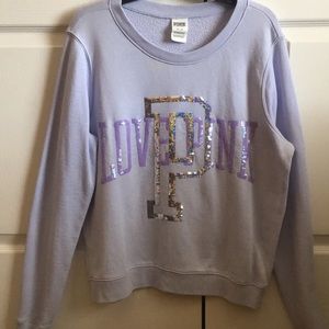 Lavendar colored PINK brand sequined sweatshirt